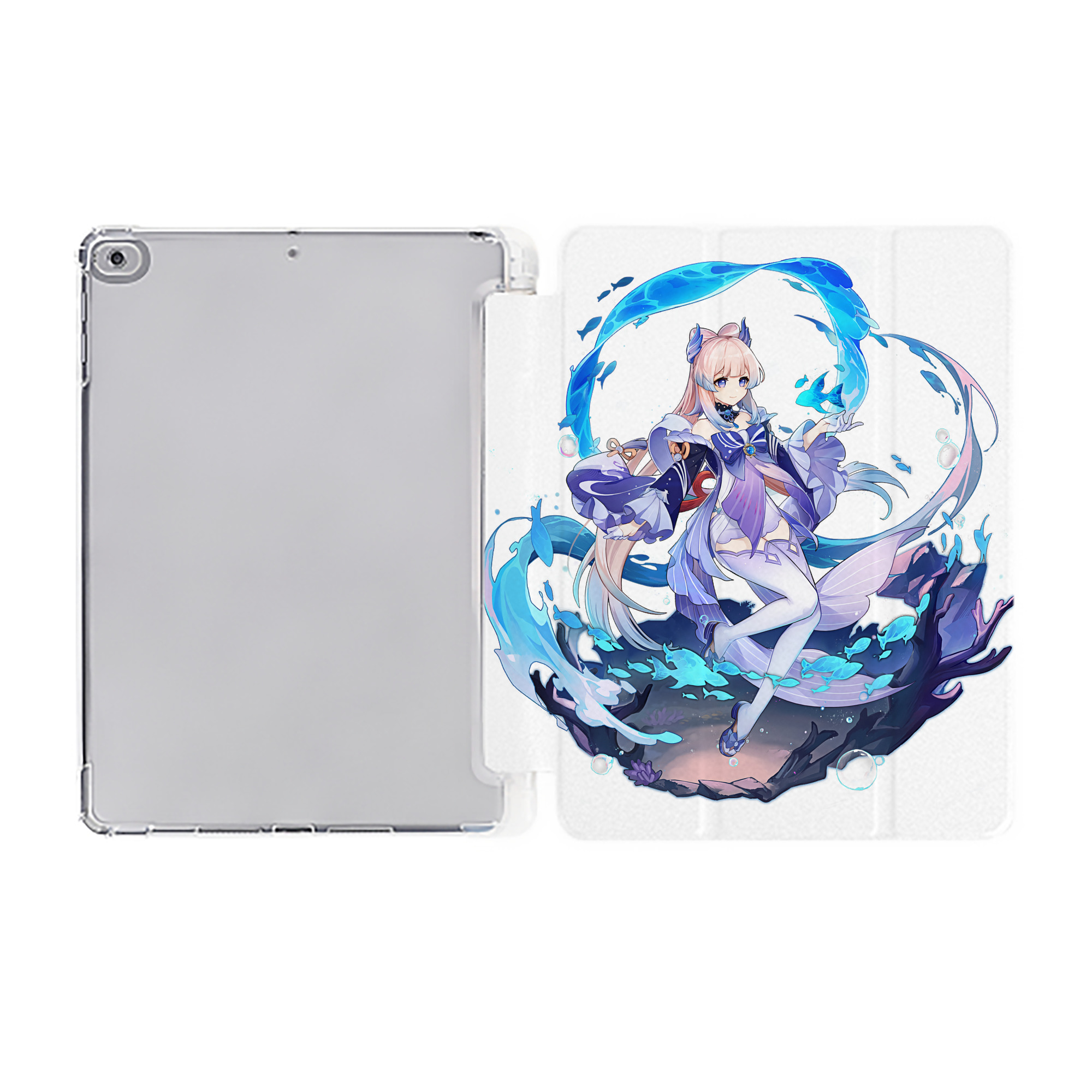 げんし神 珊瑚宮心海 サンゴノミヤ・ココミ genshin Sangonomiya Kokomi IPad ケース ペン収納付き 三つ折りスタンド PUレザー×シリコン 対応機種9.5/10.5/10.9インチ